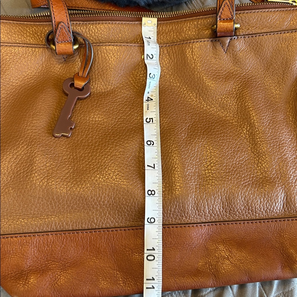 Fossil Women's Brown Leather Tote Bag Purse - Picture 6 of 10